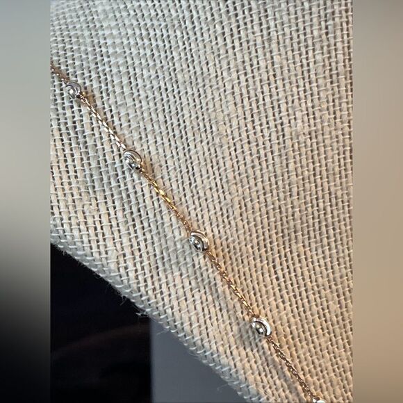 24” Multi Tone Gold Over 925 Italian Sterling Silver Moon Cut Necklace - Picture 9 of 16